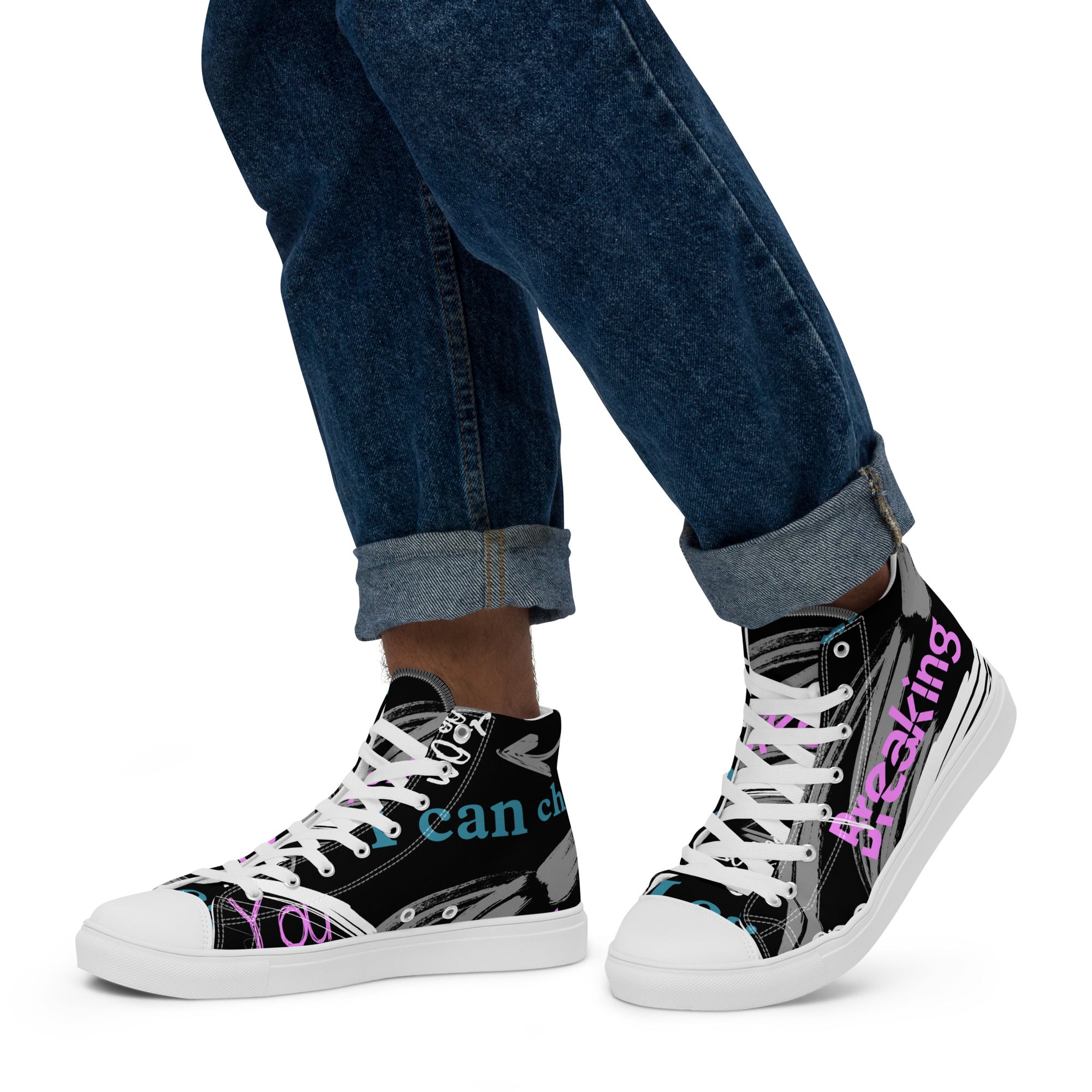 Typography Men's high top canvas shoes